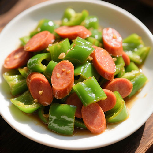 fried Ham with Green Peppers